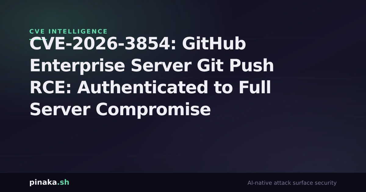 CVE-2026-3854: GitHub Enterprise Server RCE – Detection & Patch: Pinaka ...